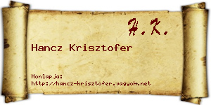 Hancz Krisztofer névjegykártya
